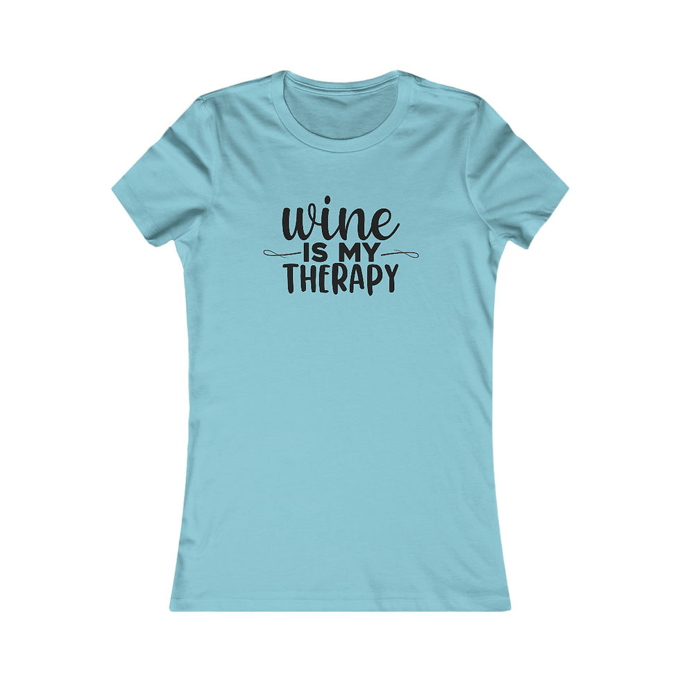 Thumbnail: Front View of Turquoise Women's T-Shirt "Wine Is My Therapy"