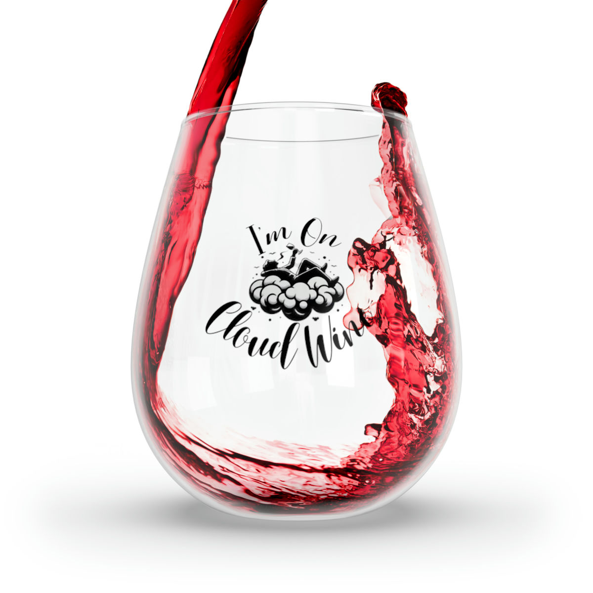 "I'm On Cloud Wine" Stemless Wine Glass