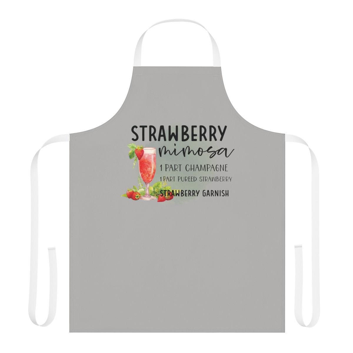 Recipe of "Strawberry Mimosa" Gray Apron, Great Gift, Mother's Day, Father's Day