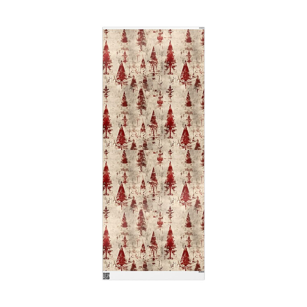 Thumbnail: Christmas Wrapping Paper, Distressed Paper with Red Distressed Christmas Trees