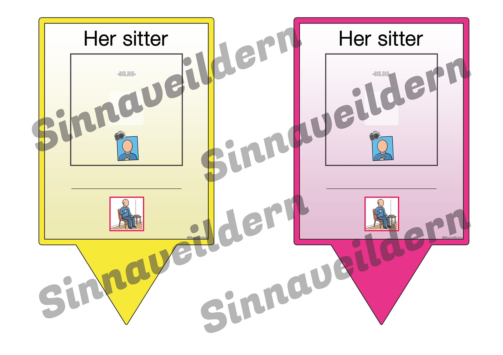 Her sitter jeg | Gul og Rosa