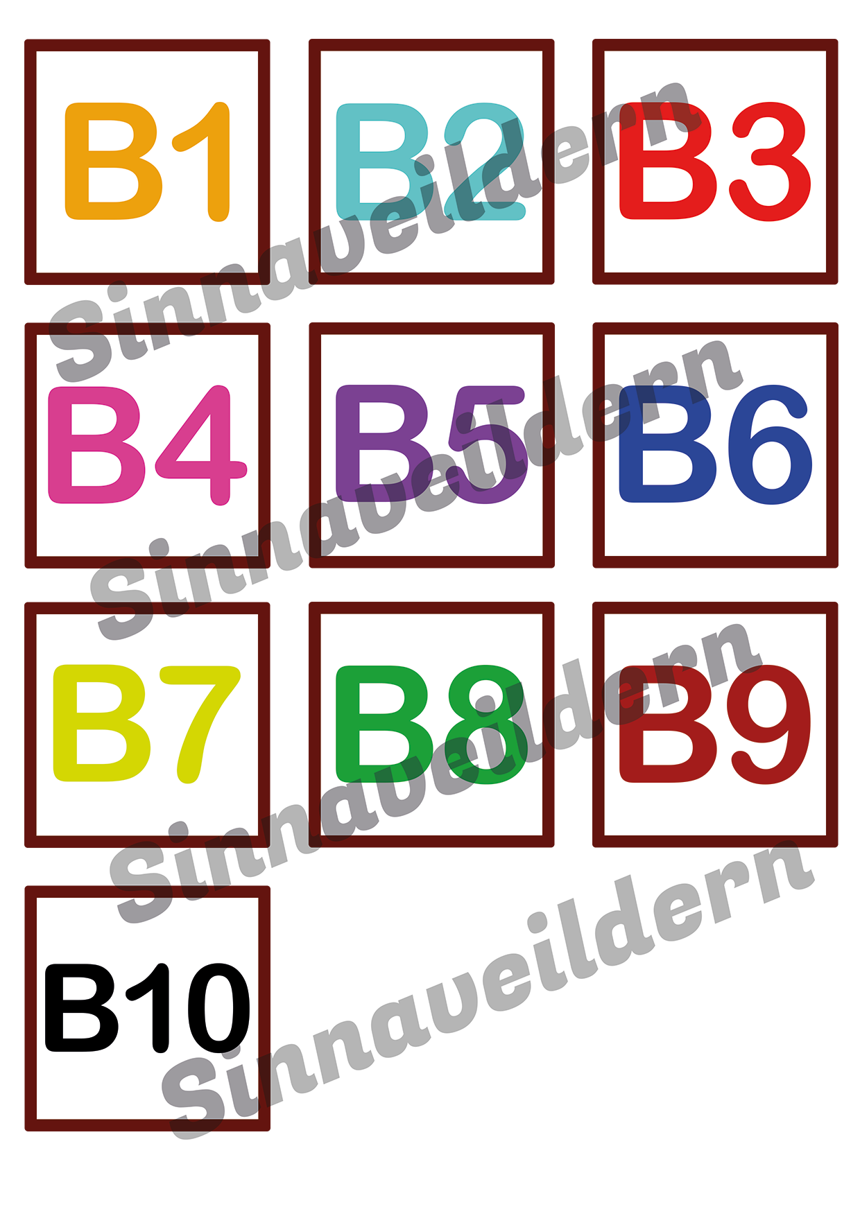 Merker til bokser/skuffer | B1-B10