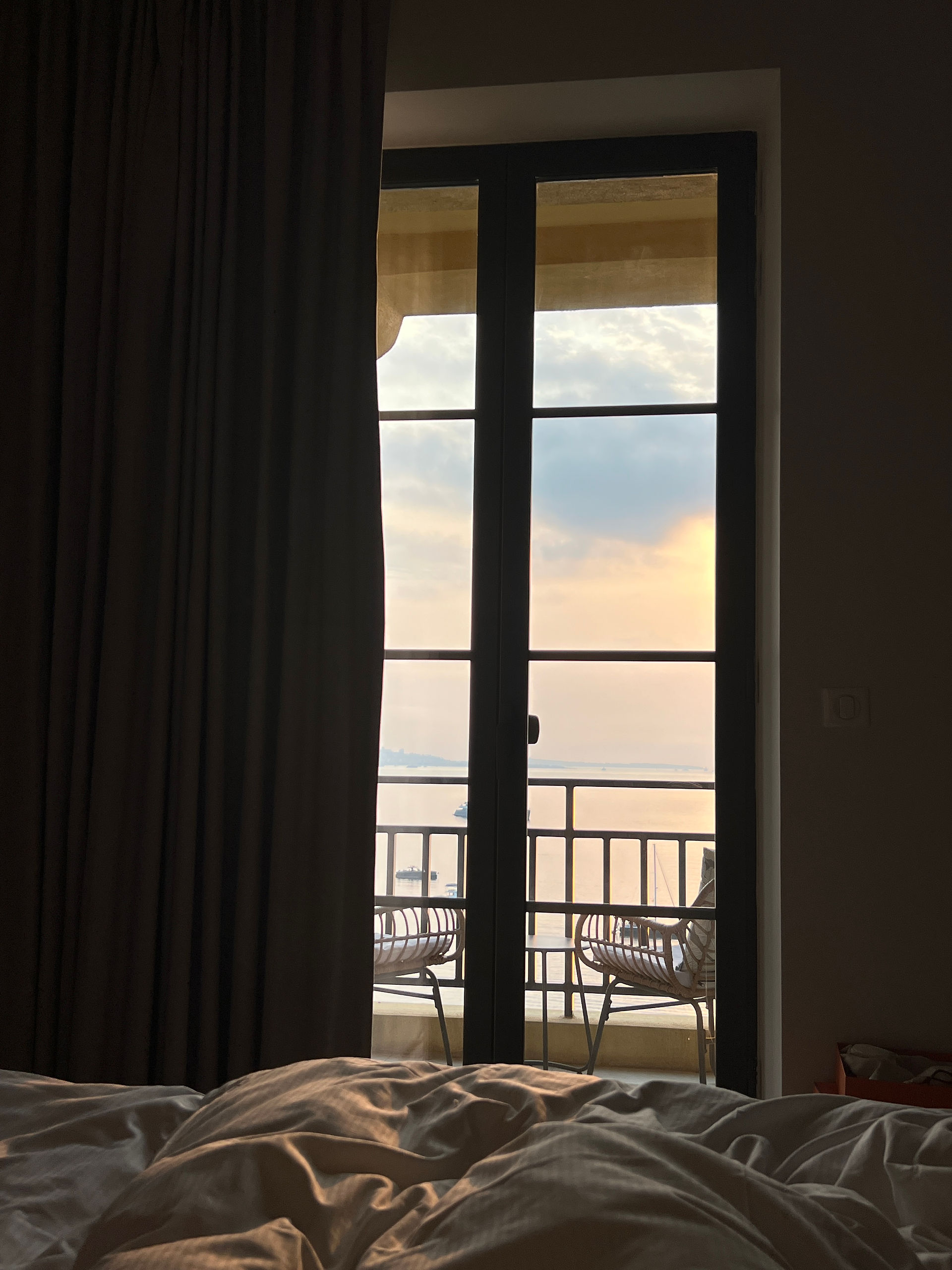 View over the sea with morning light in France 