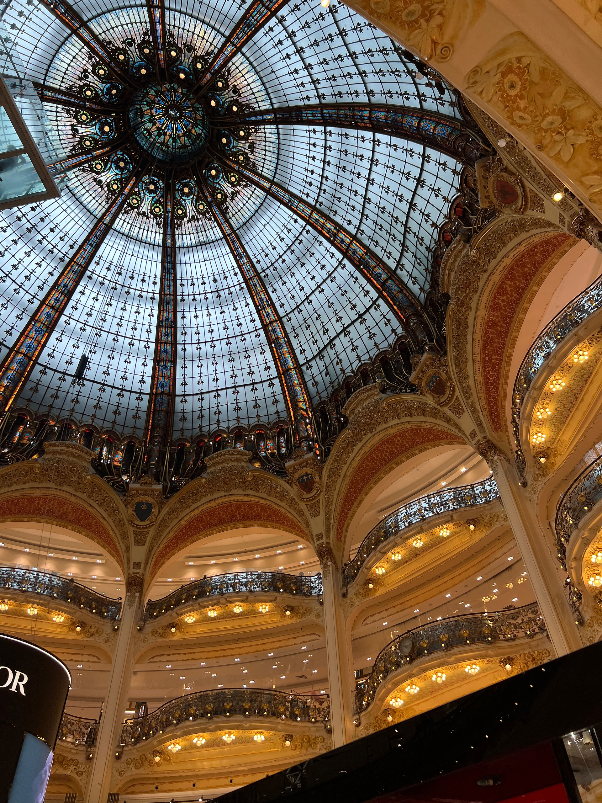 Iconic ceiling of Galeries Lafayette in Paris
