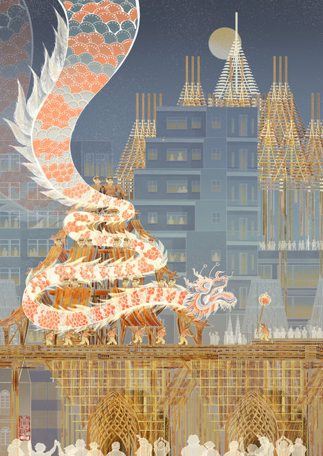 The Beginning of Bamboo Craft Festival [ Dragon Dance Performance ]