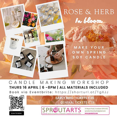 Join Elisha from ROSE & HERB for a relaxed and creative evening learning the art of candle making.
During this hands-on workshop, you’ll be guided step-by-step through the process of creating your own natural soy wax candle. 