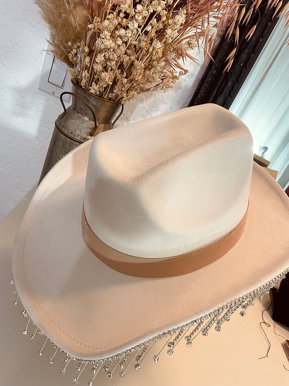 Thumbnail: Dallas Cream Fringe Cowgirl Hat