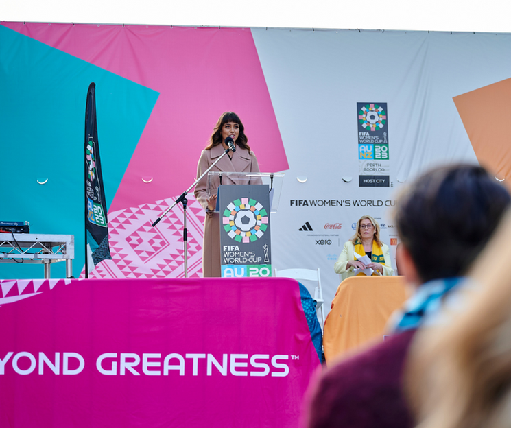 Amberley Lobo professional corporate MC hosting the FIFA Women's World Cup