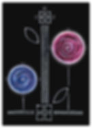 Blue Purple Chalk Pastel Buds Flowers Greeting Card