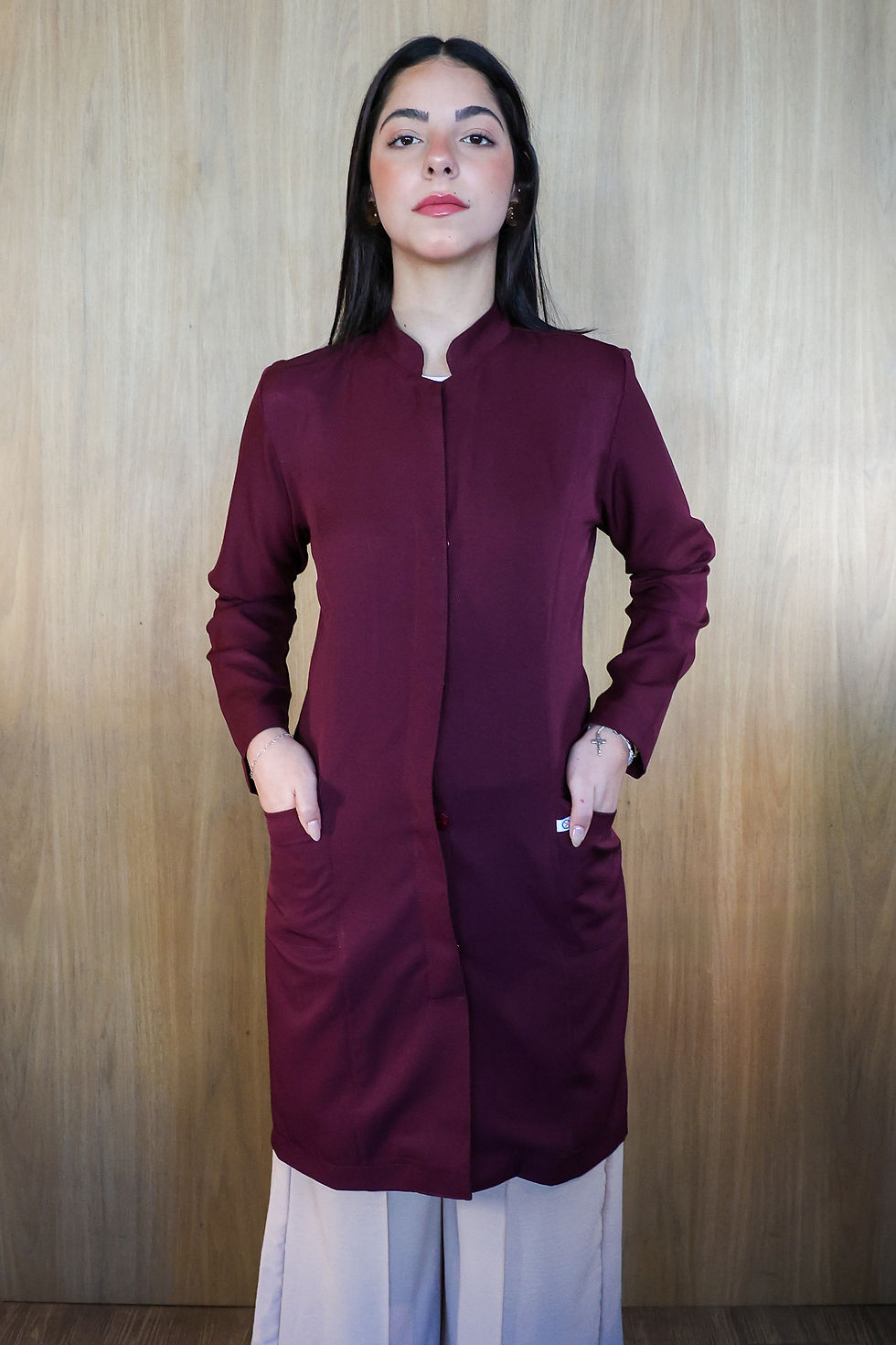 Miniatura: JALECO FEMININO II GOLA PADRE BORDÔ