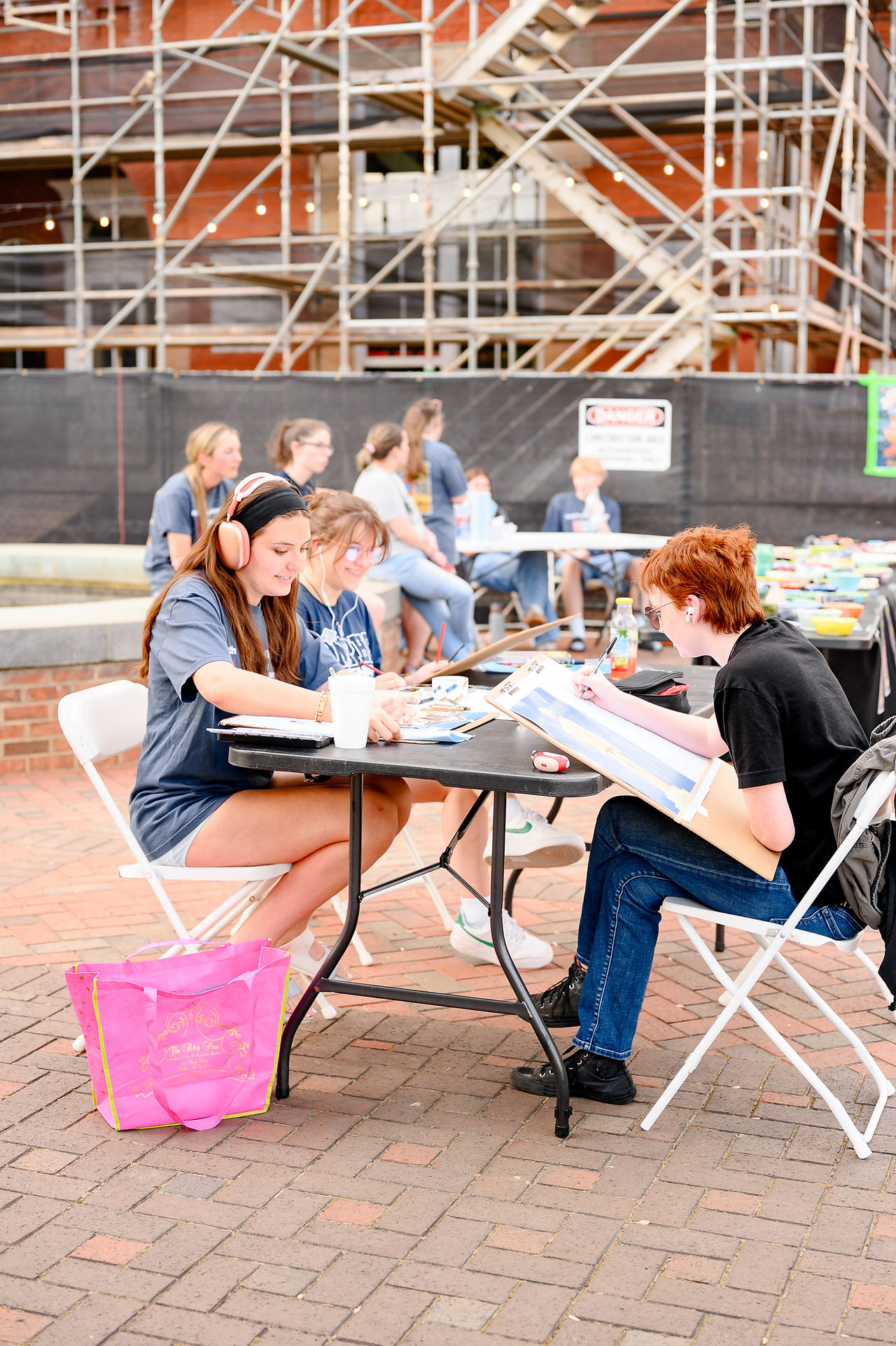 Artists painting during Art Walk