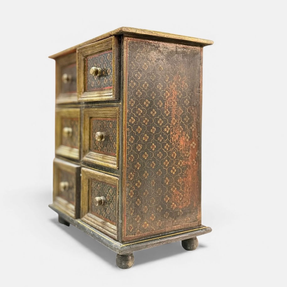 Thumbnail: Hand-Painted Mini Chest of Drawers — Folk Art Cabinet