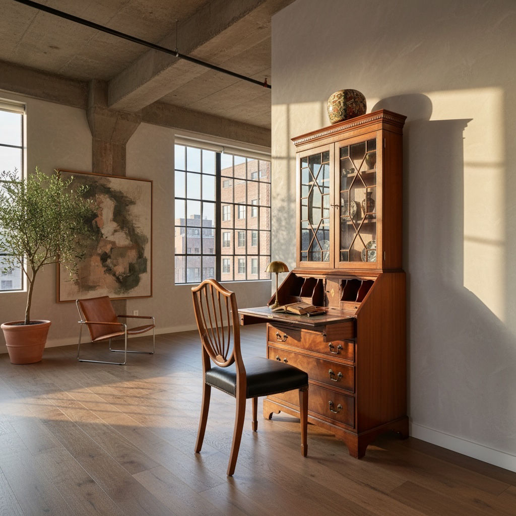 Georgian style bureau bookcase — mahogany