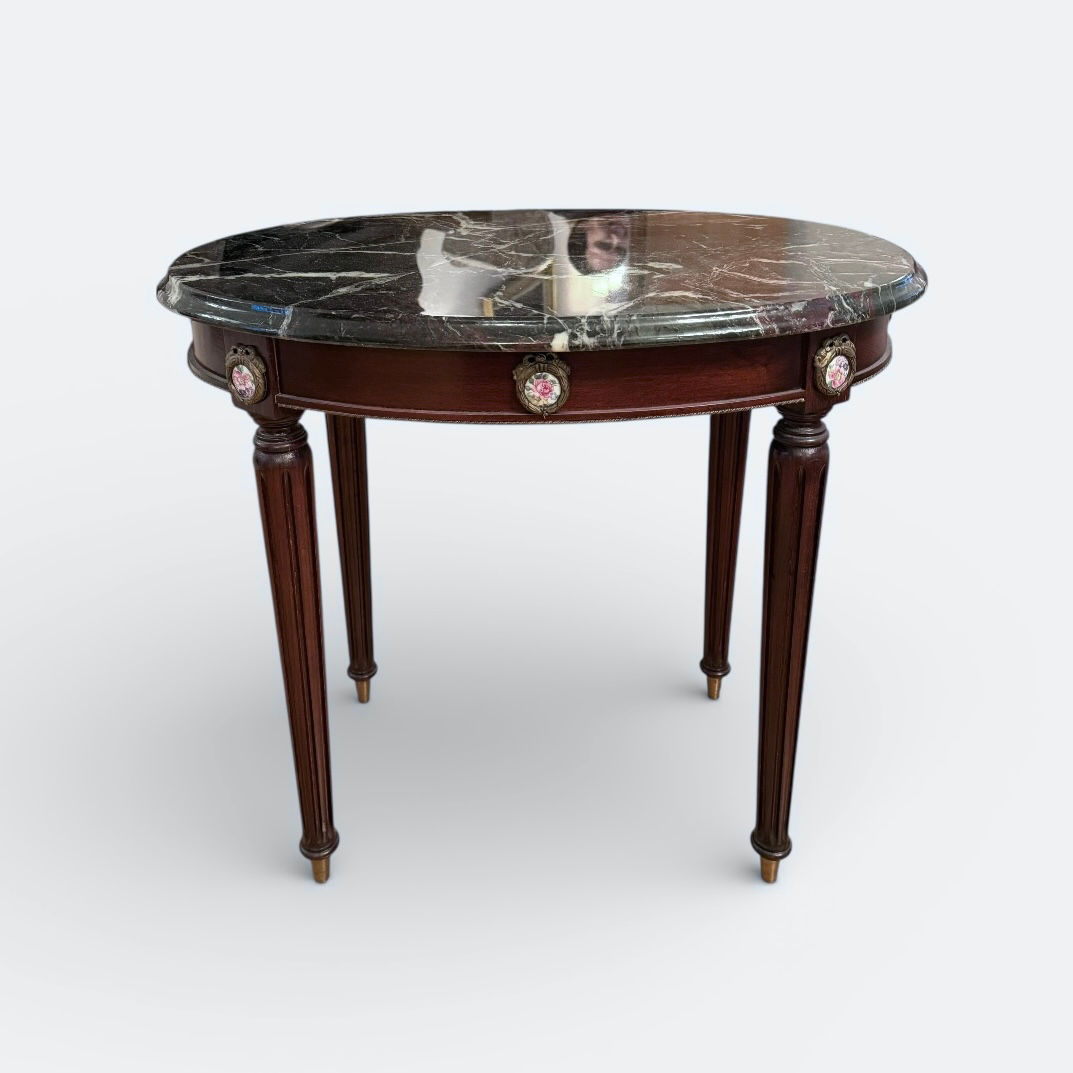 Louis XVI Bouillotte Table — Marble Top