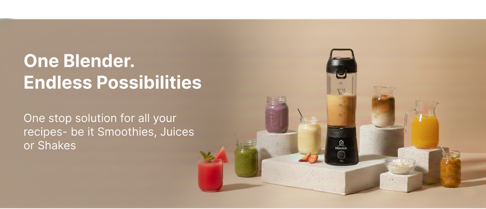 This image talks about the versatility of my portable blender. It can blend smoothies, juices, milkshakes, protein shakes, cold coffee, dips, baby food