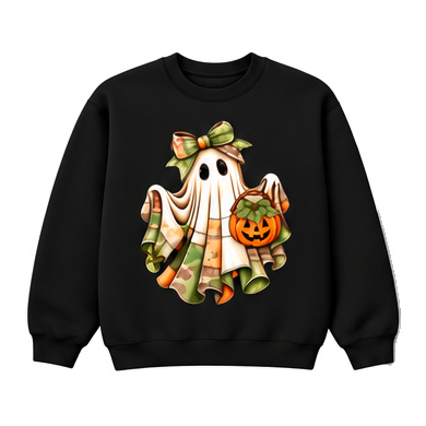18000 Gildan Crewneck Sweatshirt Halloween 008 Patchwork Ghost Pumpkin Basket