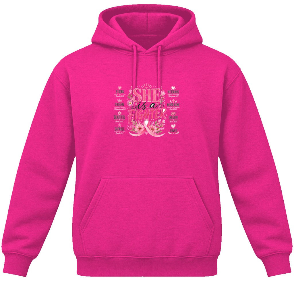 18500 Gildan Hoodie Breast Cancer 033 She Is a Fighter