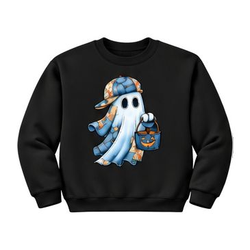 18000 Gildan Crewneck Sweatshirt Halloween 016 Denim Patchwork Ghost