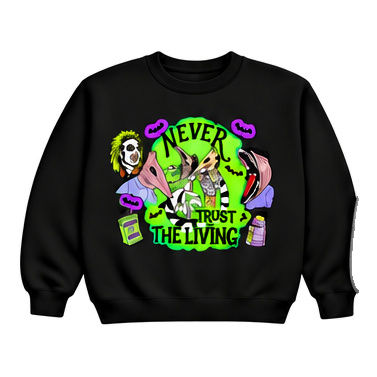 18000 Gildan Crewneck Sweatshirt Halloween 089 Never Trust The Living Cartoon Co
