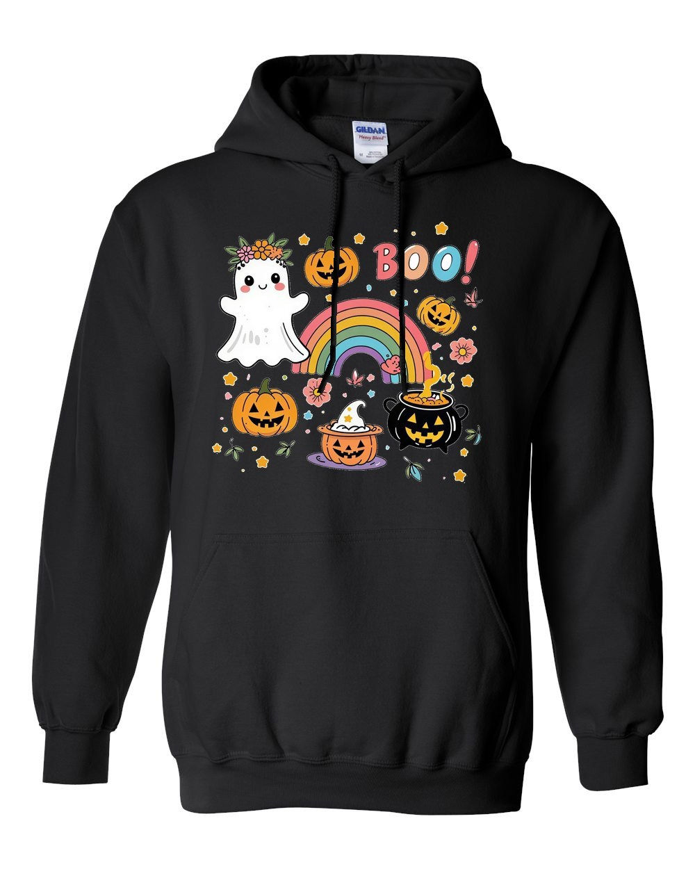 18500 Gildan Hoodie Halloween 105 Pastel Rainbow Boo