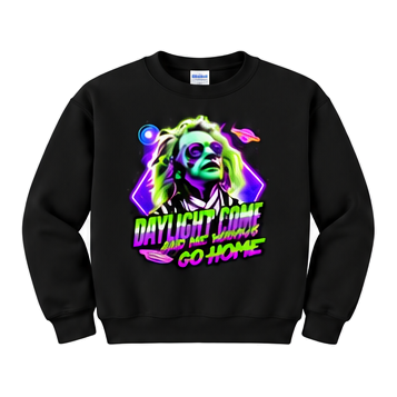 18000 Gildan Crewneck Sweatshirt Halloween 065 Daylight Come Neon Portrait