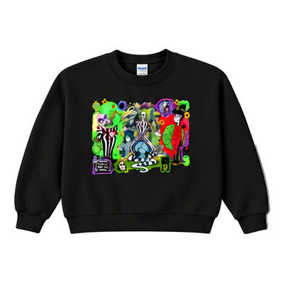 18000 Gildan Crewneck Sweatshirt Halloween 085 Neon Character Trio Collage