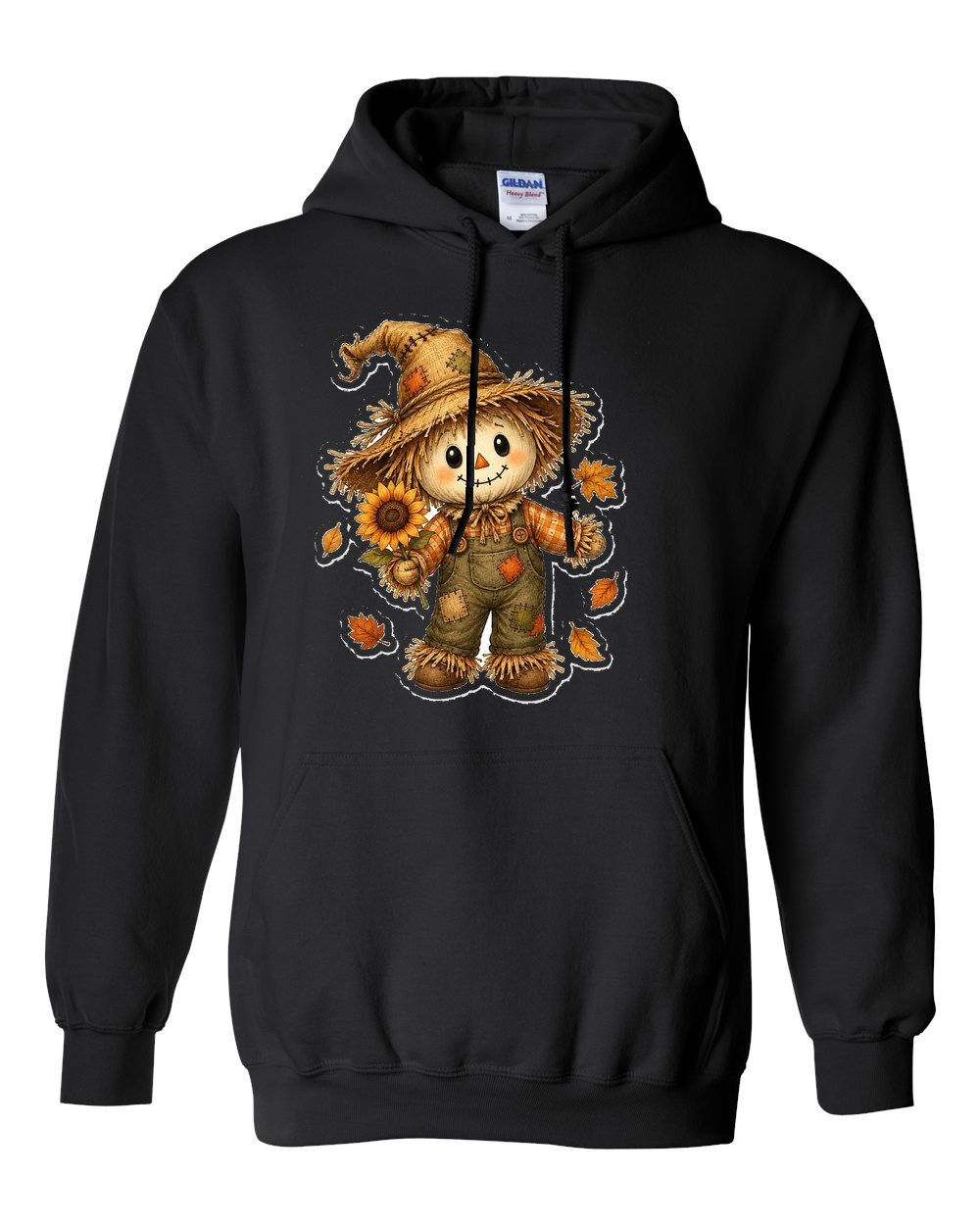 18500 Gildan Hoodie Halloween 119 Autumn Scarecrow with Sunflowers