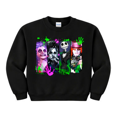 18000 Gildan Crewneck Sweatshirt Halloween 079 Halloween Icons Paint Splash