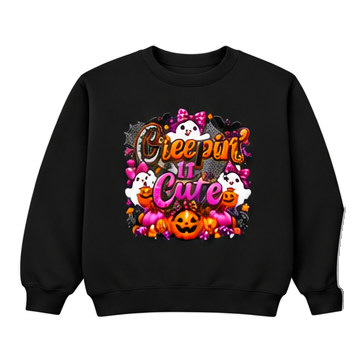 18000 Gildan Crewneck Sweatshirt Halloween 036 Creepin It Cute