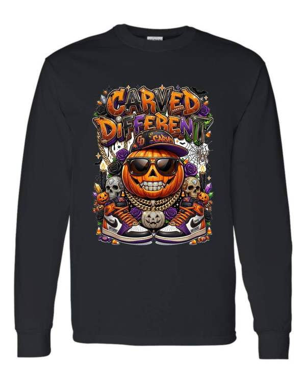 5400 Gildan Long Sleeve T-Shirt Halloween 019 Carved Different