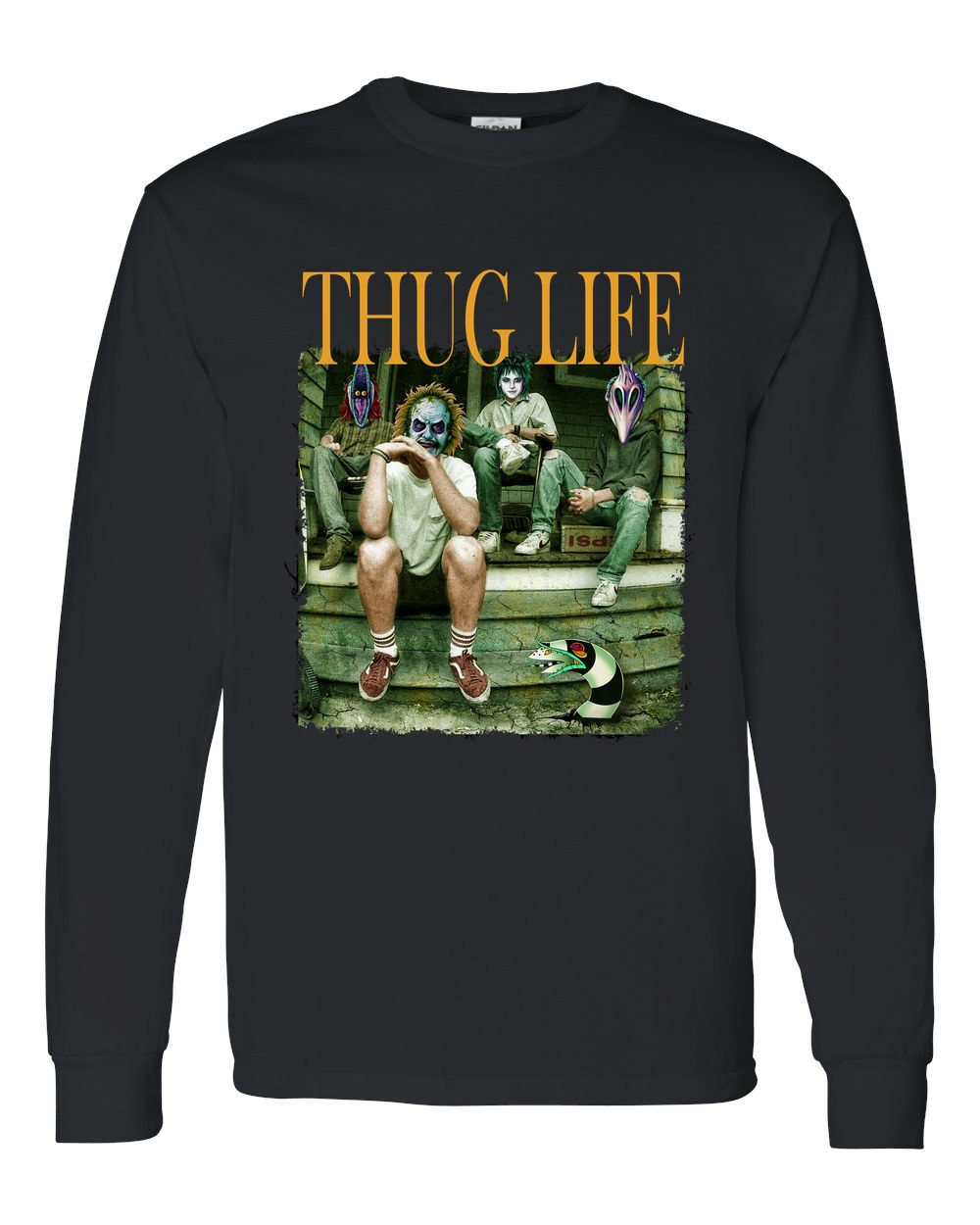 5400 Gildan Long Sleeve T-Shirt Halloween 051 Beetlejuice Thug Life Porch Crew