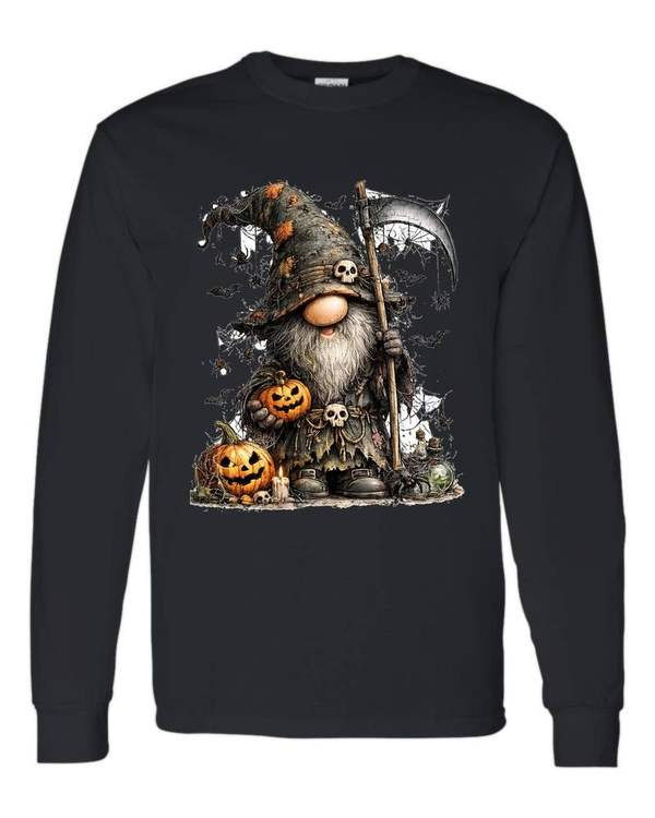 5400 Gildan Long Sleeve T-Shirt Halloween 022 Graveyard Reaper Gnome