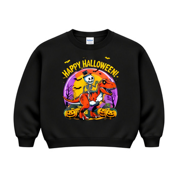 18000 Gildan Crewneck Sweatshirt Halloween 106 Happy Halloween Skeleton Dinosaur