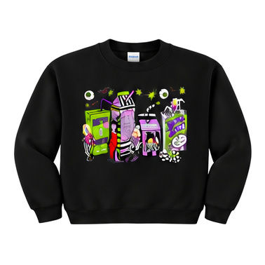 18000 Gildan Crewneck Sweatshirt Halloween 081 Beetle Juice Cartoon Drinks Colla