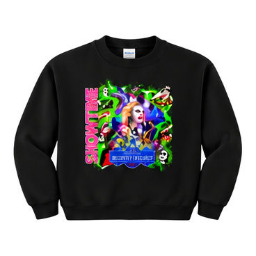18000 Gildan Crewneck Sweatshirt Halloween 082 Showtime Recently Deceased Collag