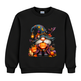 18000 Gildan Crewneck Sweatshirt Halloween 024 Gnome Jack-o'-Lantern