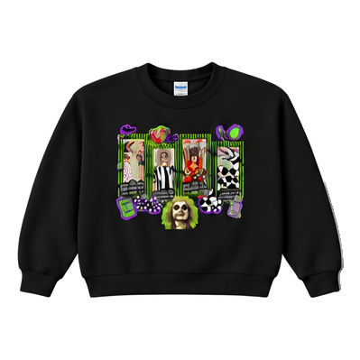 18000 Gildan Crewneck Sweatshirt Halloween 086 Striped Portrait Panels Collage