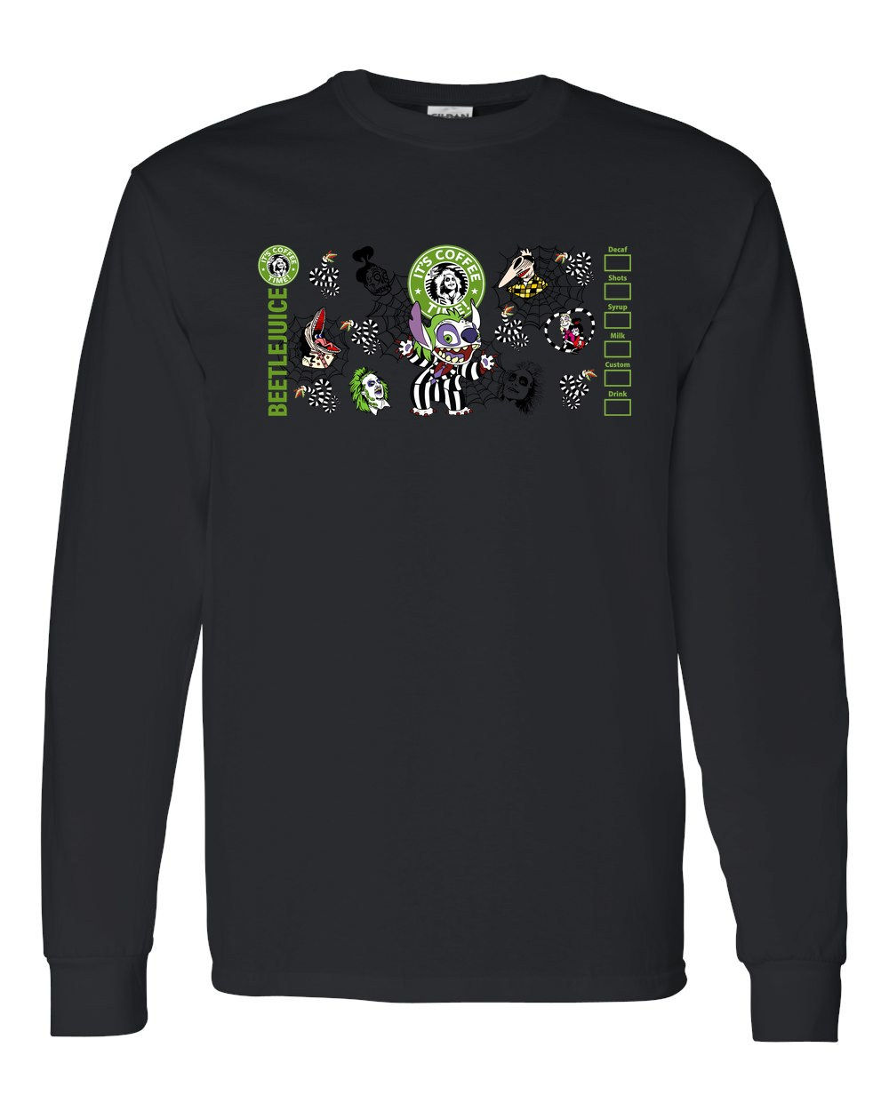 5400 Gildan Long Sleeve T-Shirt Halloween 080 Coffee Time Tumbler Collage