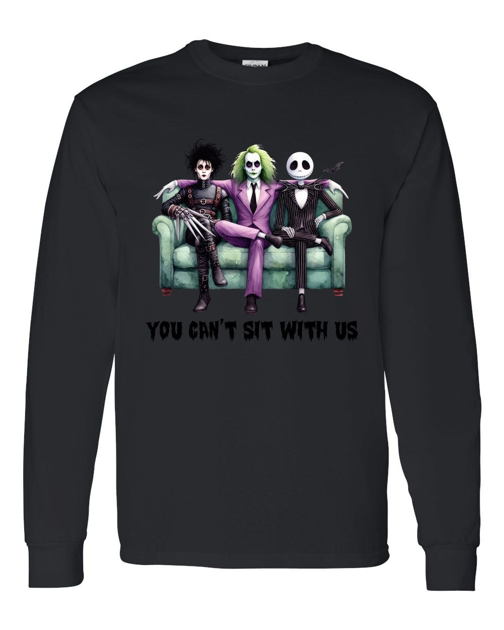 5400 Gildan Long Sleeve T-Shirt Halloween 077 Gothic Trio Couch
