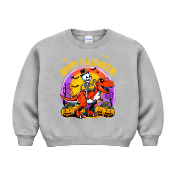 Thumbnail: 18000 Gildan Crewneck Sweatshirt Halloween 106 Happy Halloween Skeleton Dinosaur