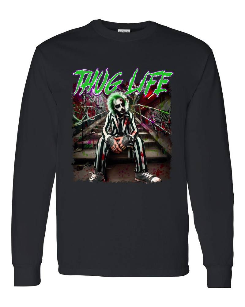 5400 Gildan Long Sleeve T-Shirt Halloween 046 Beetlejuice Thug Life