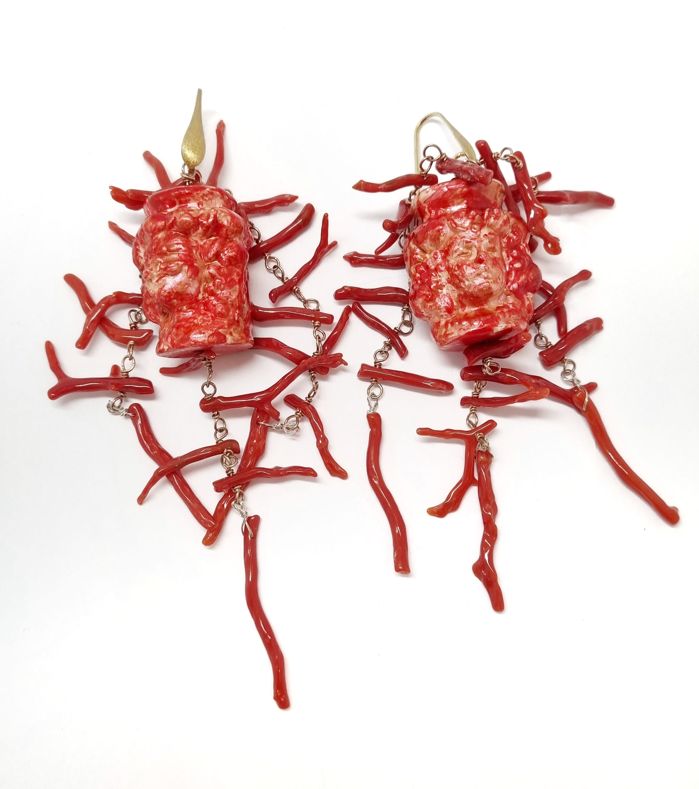 Gp Jewels Earrings with 925 Silver and Corals