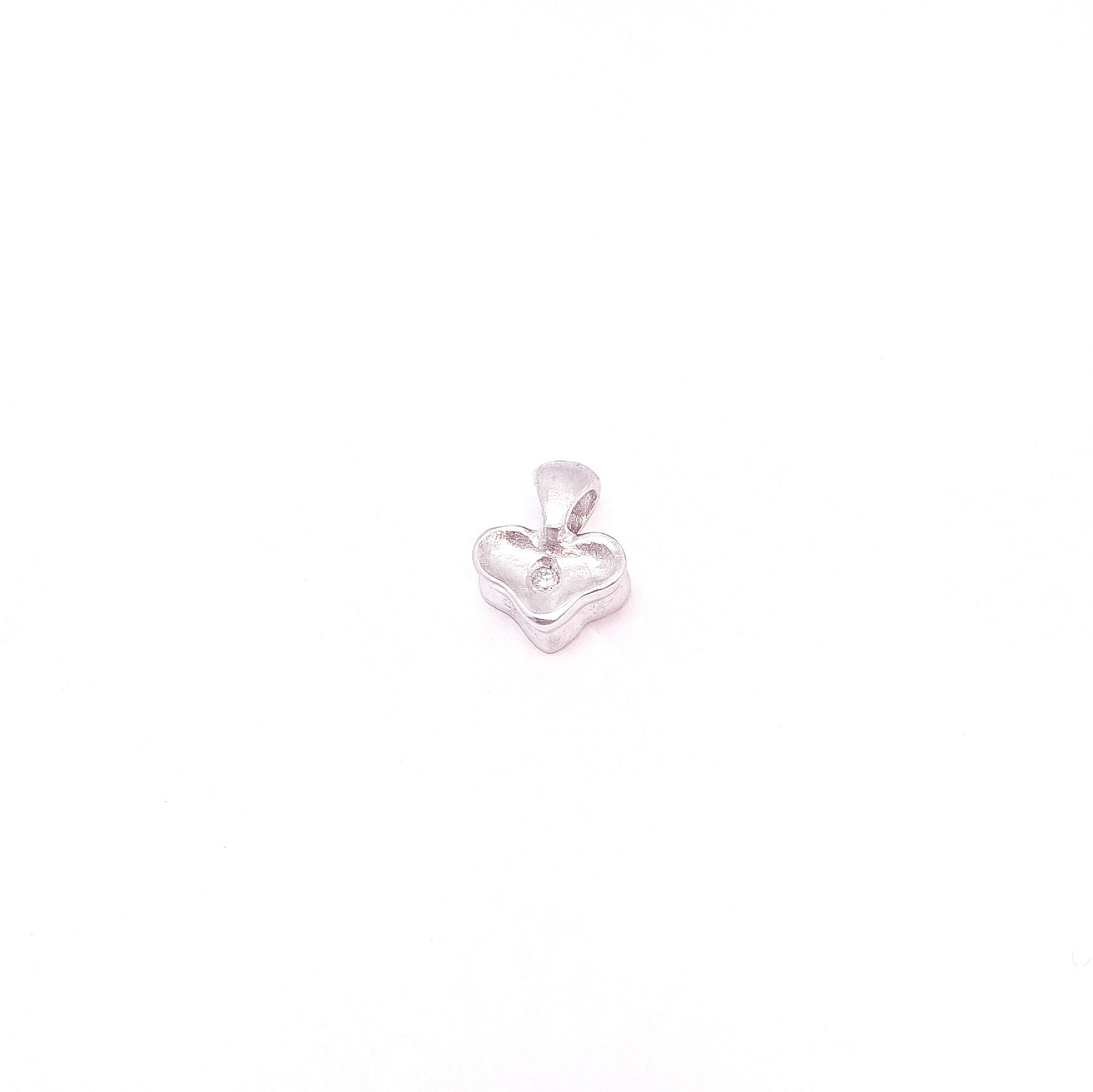 Heart Pendant in 18K Satin White Gold with Diamond