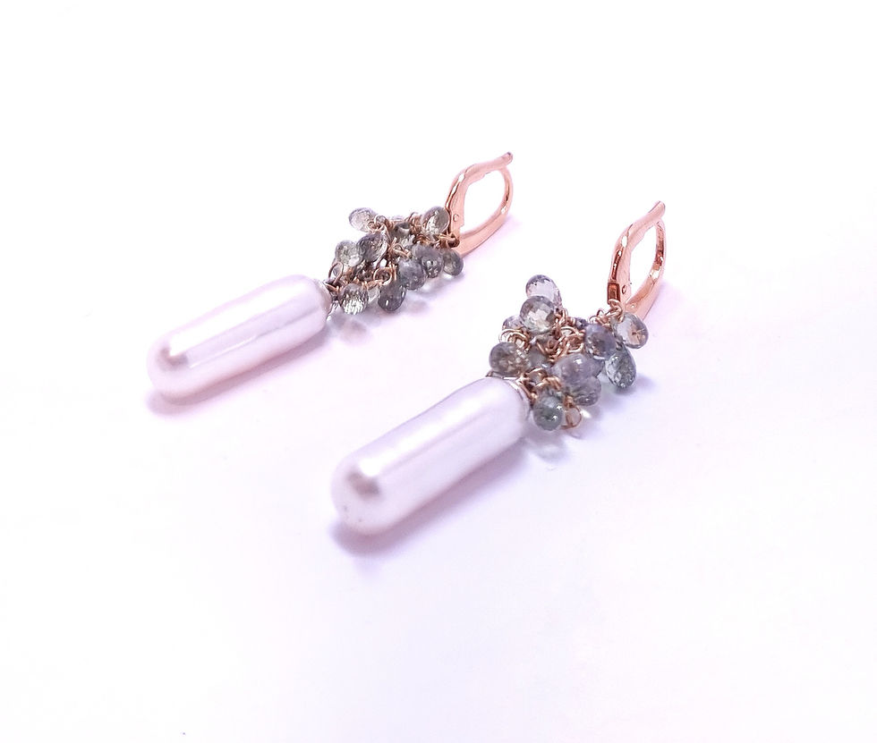 縮圖：18K Gold Earrings With Pearls and Sapphires