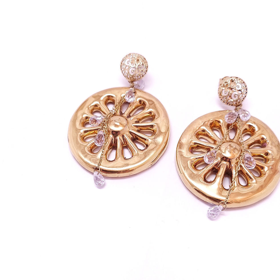 Thumbnail: GP Jewels Earrings in 925 Silver with Crystal and Yellow Gold Plated Wheels