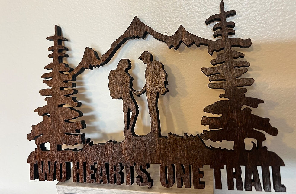 Miniatura: Two Hearts, One Trail Hiking Couple Wall Art