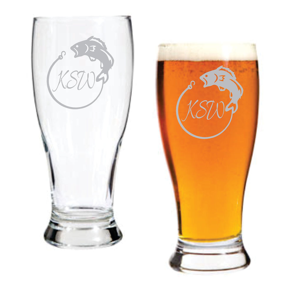 monogrammed fish gift Personalized wine Whiskey Beer Glass