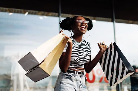 Girl shopping because all of the money she saved by renting a room.