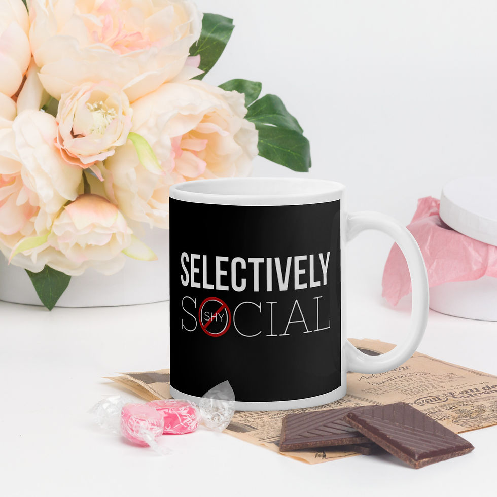 Thumbnail: Selectively Social Not Shy Glossy Black Mug