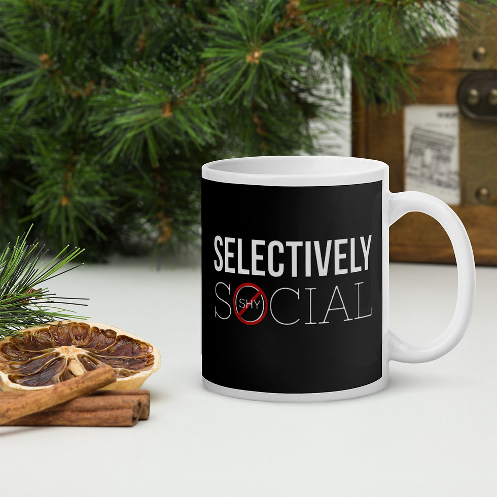 Thumbnail: Selectively Social Not Shy Glossy Black Mug